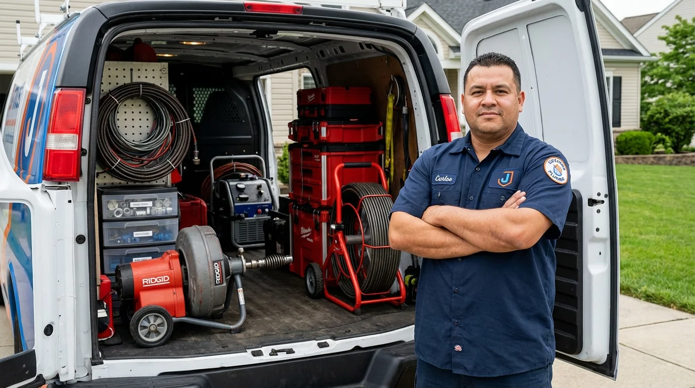 Professional drain cleaning equipment and Johns Plumbing LLC plumber in Falfurrias