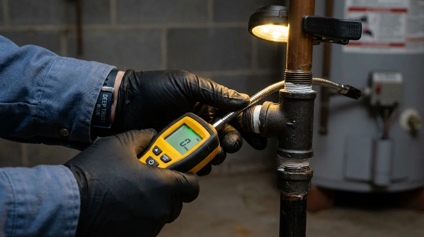 Gas leak detection with electronic sniffer by Johns Plumbing LLC in Falfurrias
