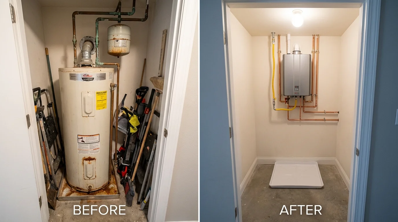 Tank water heater versus wall-mounted tankless unit comparison for Falfurrias, TX homeowners