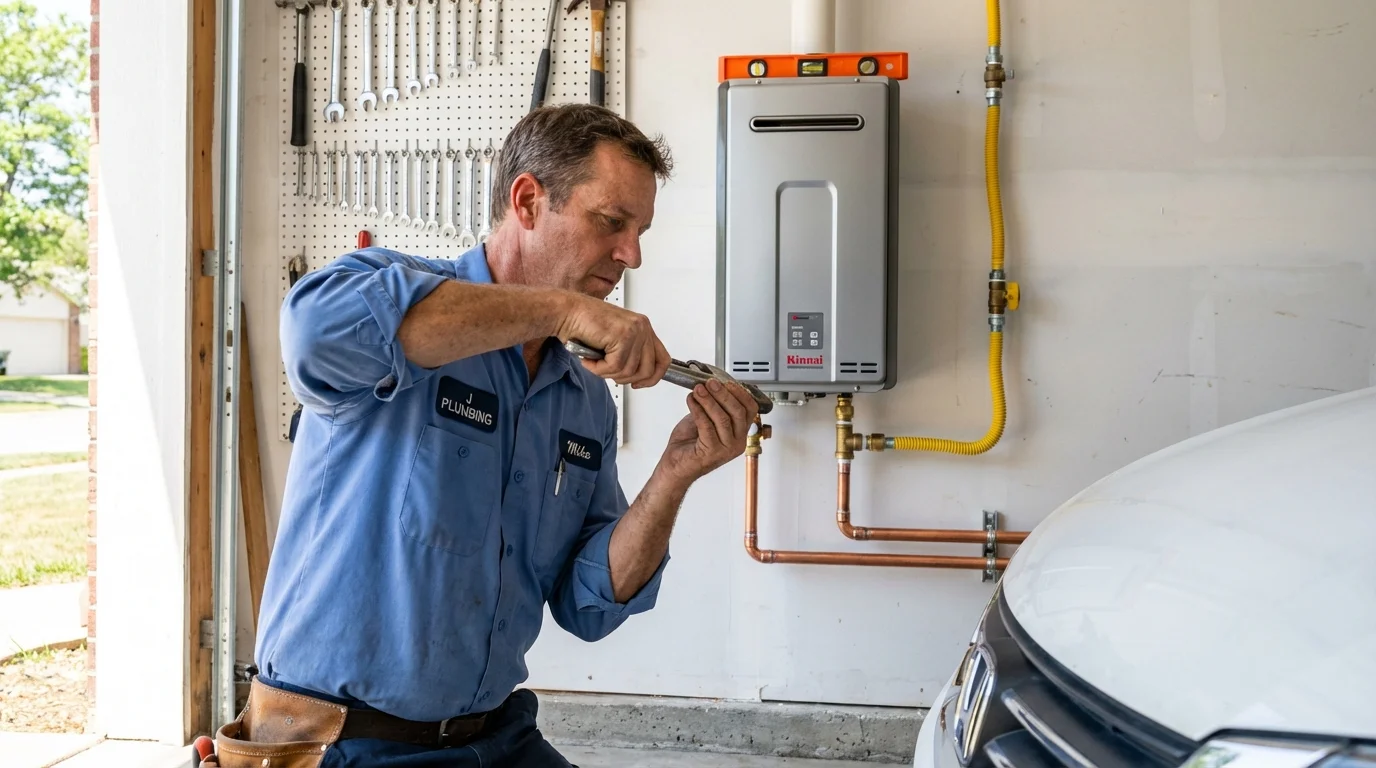 Tankless water heater installation by a Johns Plumbing LLC plumber in Falfurrias